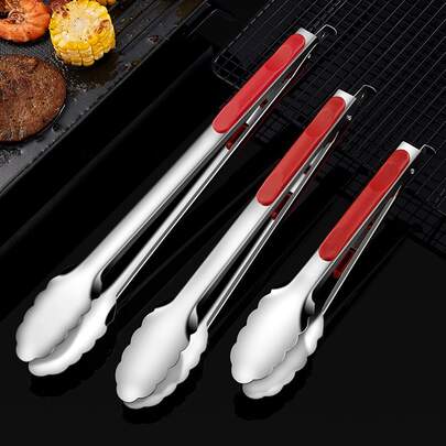 1入組不銹鋼食物鉗兩入組加厚燒烤食物鉗