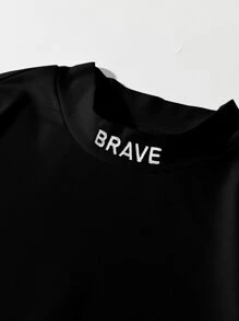 Manfinity Hypemode 男士寬鬆款字母印花t恤和束腰短褲 - 黑色 - 查看 5