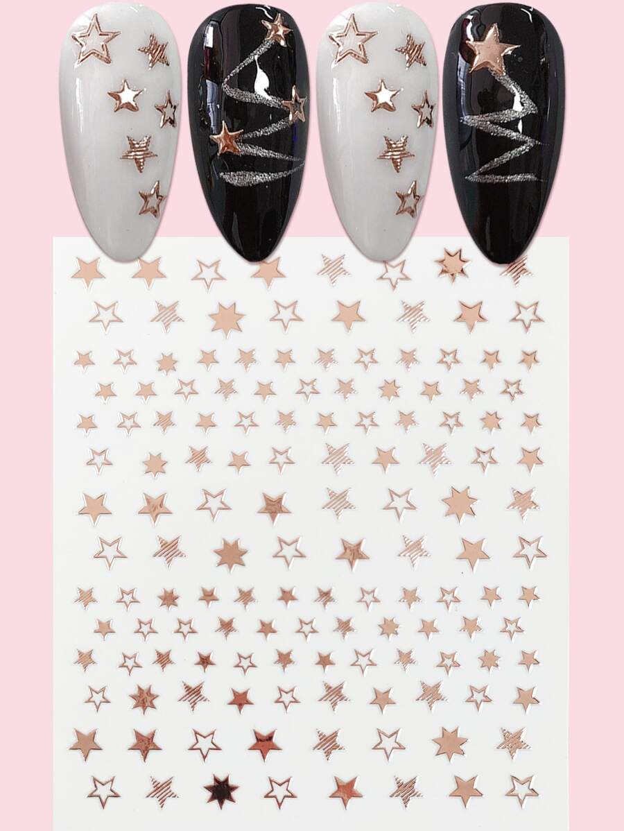 1sheet Star Pattern Nail Art Sticker - Gold - View 1