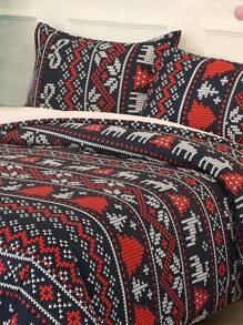 Christmas Deer Pattern Duvet Cover Set Without Filler - Multicolor - View 2