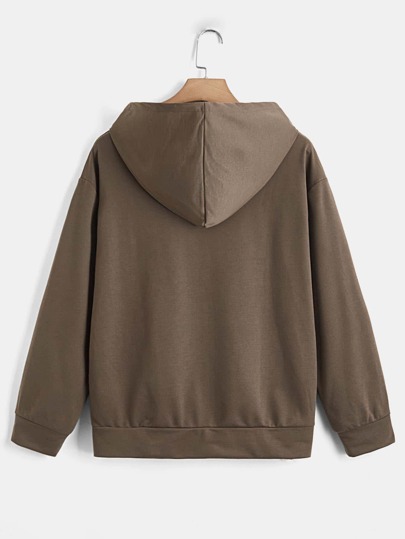 Grunge Punk Capucha con cremallera con letra con estampado de cráneo