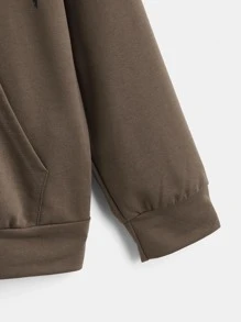 ROMWE Grunge Punk 字母骷髏頭圖案拉鏈連帽衫 - 摩卡棕 - 查看 4