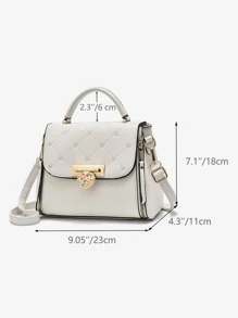 Heart Decor Flap Square Bag - Beige - View 6