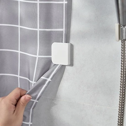 2 adet kendinden yapışkanlı plastik duş perdesi klipsi, yaratıcı beyaz 5 kg'a kadar maksimum ağırlığı tutar duş perdesi tutucu ev banyo dekoru sonbahar dekoru banyo aksesuarları okula dönüş