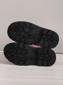 Girls Side Zip Lace-up Front Combat Boots - Pink - View 4