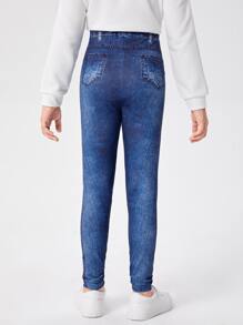 SHEIN Tween Girl Ripped Jeggings - Blue - View 2