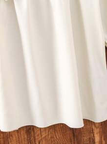 Toddler Girls Floral Embroidery Ruffle Trim Flounce Sleeve Dress - Beige - View 3