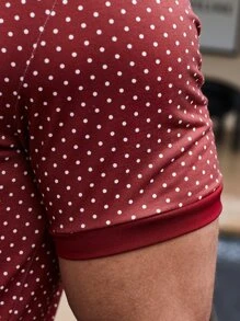 Manfinity Men Polka Dot Print Polo Shirt - Burgundy - View 7