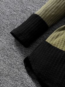 Toddler Girls Colour Block Waffle Knit Belted Coat - Multicolor - View 4