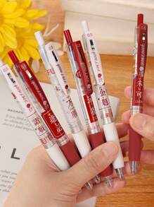 6pcs Letter Design Gel Pen - Black - View 3