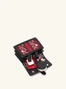 迷你蛇皮壓花翻蓋方包