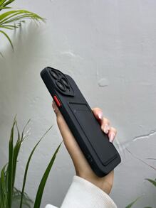 Plain Phone Case With Card Slot - Black - View 2