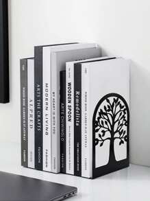 2pcs Tree Design Bookend - Black - View 1