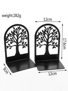 2pcs Tree Design Bookend - Black - View 2