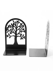 2pcs Tree Design Bookend - Black - View 3