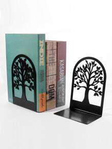 2pcs Tree Design Bookend - Black - View 5