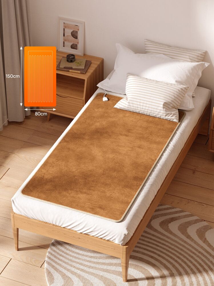 JMMO משטח מזרון מחומם, שמיכה מחוממת חשמלית תקע האיחוד האירופי מתנות לחג המולד, חובה לסתיו ולחורף - חום - ראה 2