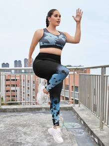 Plus Graphic Print Sports Set - Multicolor - View 1