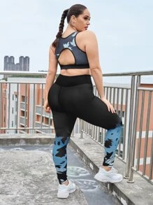 Plus Graphic Print Sports Set - Multicolor - View 2