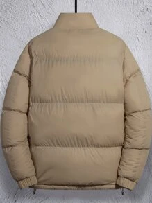 Manfinity Homme 1 chiếc áo khoác nam dáng rộng có viền rút dây, lót nhiệt, đệm - Lạc đà - Xem 2