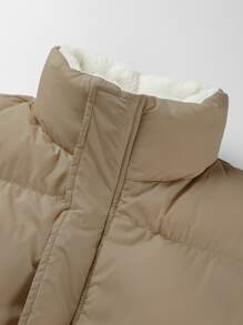 Manfinity Homme 1 chiếc áo khoác nam dáng rộng có viền rút dây, lót nhiệt, đệm - Lạc đà - Xem 4