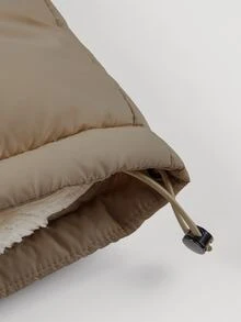 Manfinity Homme 1 chiếc áo khoác nam dáng rộng có viền rút dây, lót nhiệt, đệm - Lạc đà - Xem 5