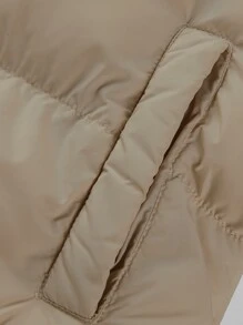 Manfinity Homme 1 chiếc áo khoác nam dáng rộng có viền rút dây, lót nhiệt, đệm - Lạc đà - Xem 7