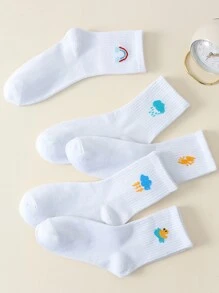 5雙男士卡通圖案中筒襪 - 彩色 - 查看 4