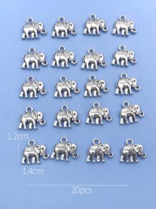20pcs Alloy Elephant DIY Pendant - Silver - View 3
