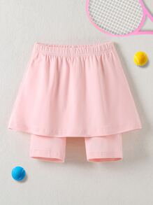 Girls 2 In 1 Solid Skort - Baby Pink - View 1