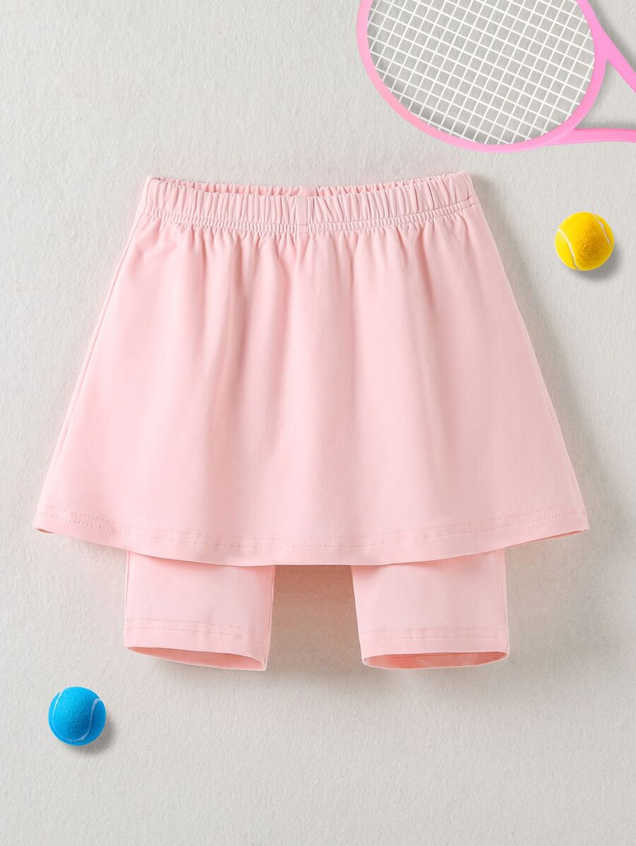 Girls 2 In 1 Solid Skort - Baby Pink - View 1