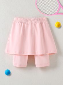 Girls 2 In 1 Solid Skort - Baby Pink - View 2