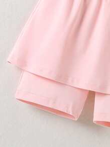 Girls 2 In 1 Solid Skort - Baby Pink - View 3