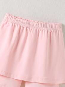 Girls 2 In 1 Solid Skort - Baby Pink - View 4