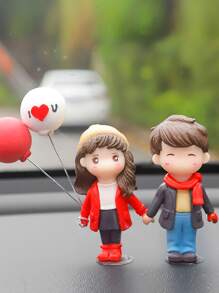 2pcs Cartoon Figure Design Car Ornament - Red - View 1