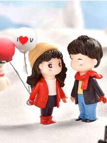2pcs Cartoon Figure Design Car Ornament - Red - View 2