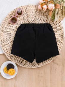 Baby Contrast Tape Side Shorts - Black - View 2