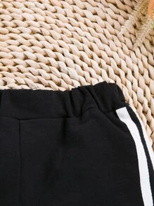 Baby Contrast Tape Side Shorts - Black - View 3