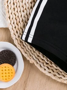 Baby Contrast Tape Side Shorts - Black - View 6