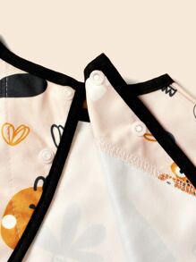 1 pieza Babero de bebé con diseño impreso lindo, resistente y fácil de limpiar, diseño sin mangas - Multicolor - Ver 5