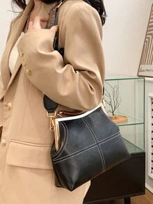 Stitch Detail Square Bag - Black - View 5
