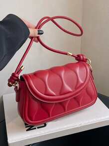 Bolsa cuadrada en relieve geométrico con solapa - Rojo - Ver 1