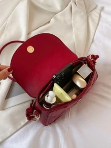 Bolsa cuadrada en relieve geométrico con solapa - Rojo - Ver 7