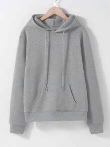 SHEIN EZwear Quần áo thể thao nữ Dây kéo Túi màu trơn Giải trí - Xám - Xem 1