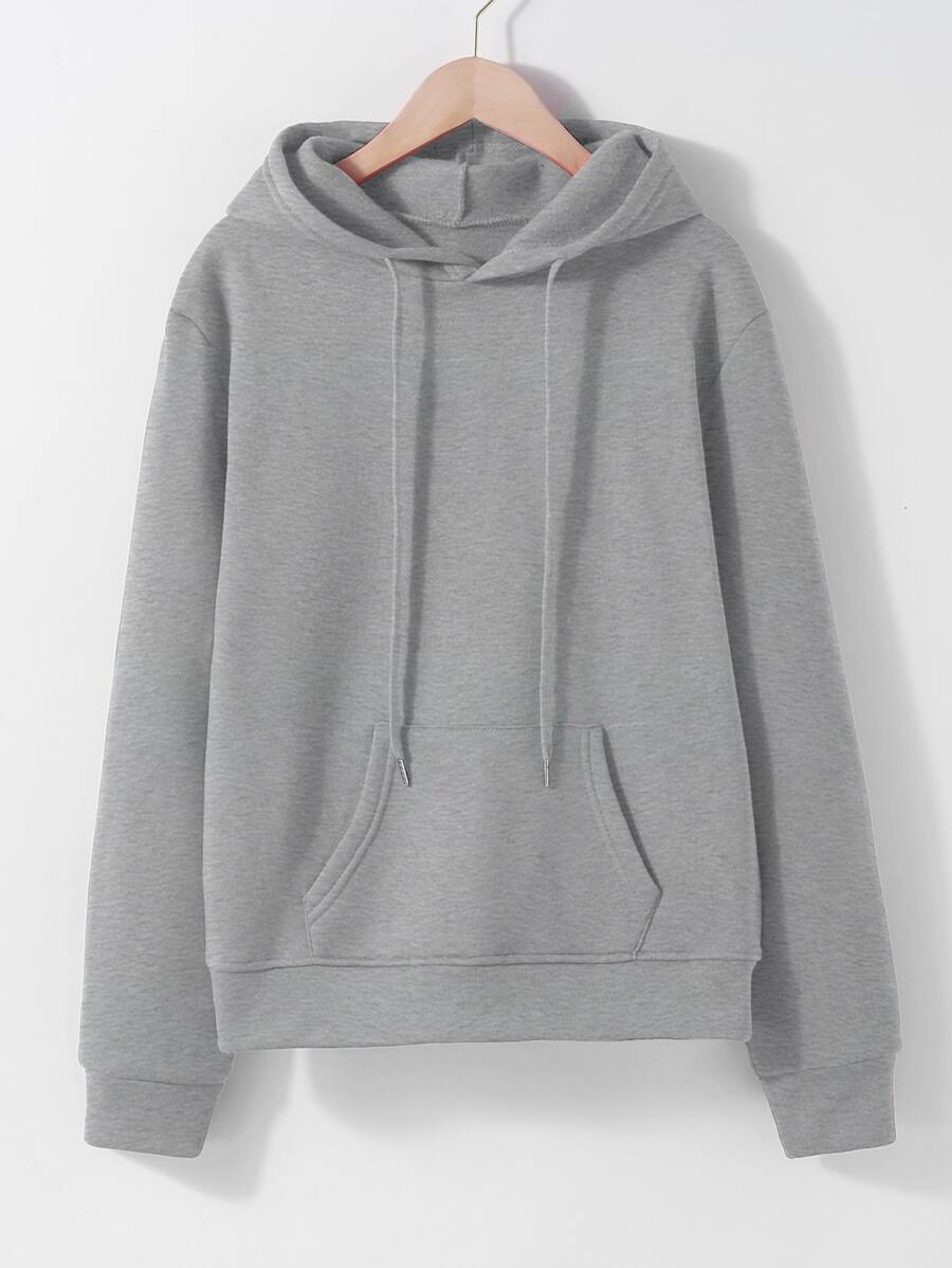 SHEIN EZwear Quần áo thể thao nữ Dây kéo Túi màu trơn Giải trí - Xám - Xem 1