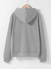 SHEIN EZwear Quần áo thể thao nữ Dây kéo Túi màu trơn Giải trí - Xám - Xem 2