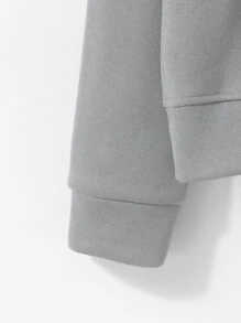 SHEIN EZwear Quần áo thể thao nữ Dây kéo Túi màu trơn Giải trí - Xám - Xem 4