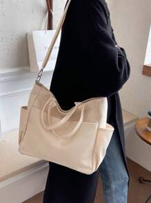 彩色尼龍旅行袋，附帶濕物袋，可擴展、可折疊的運動旅行袋，適用於旅遊和戶外活動、度假行李袋、週末旅行包、過夜包、返校季、學校背包、旅行必備物品、海灘、夏季度假旅行機構。 - 米色 - 查看 6