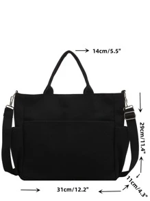 Japanese Style Canvas Tote Bag, Large Capacity Crossbody Bag For School & CommutingTravel BagholidayCarry On BagLuggage BagWeekend BagOvernight Bag Back To School For Travel Gym Bag For Camping Cruise Essentials For Hiking Back To School For Summer School Accessories School Stuff - Black - View 5