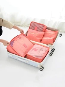 6pcs Letter Graphic Travel Storage Bag,Boho Vibes - Red - View 1